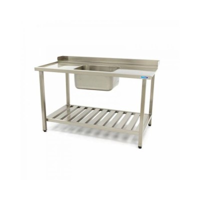 Λάντζα πλυντηρίου πιάτων 160x75cm Αριστερό με νεροχύτη και ράφι αποθήκευσης MAX-09201035