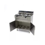 Φριτέζα ηλεκτρική επιδαπέδια 2 x 16L με βρύση αποστράγγισης και ντουλάπι - Διπλό καλάθι MAX-09365156