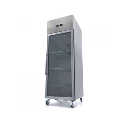 Ψυγείο 700L 3 ρυθμιζόμενα ράφια 2/1 GN ανοξείδωτος χάλυβας με γυάλινη πόρτα MAX-09400031