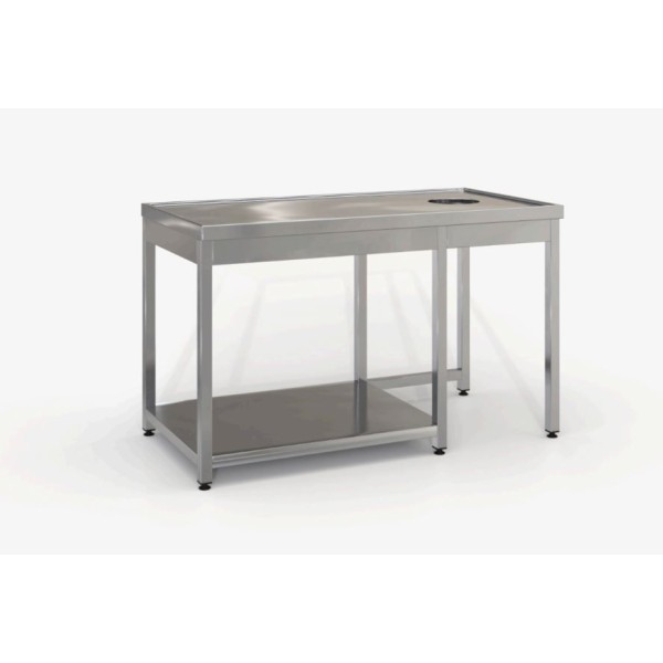 Επαγγελματικό ανοξείδωτο τραπέζι ακαθάρτων σκαφωτό με τρύπα 90X70X87 εκ ID-TR.A90