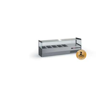 Επαγγελματικό ψυγείο σαλατών επιτραπέζιο ανοξείδωτο για 5 GN 1/4 118X34X45 εκ ID-VRP118SQ/5GN
