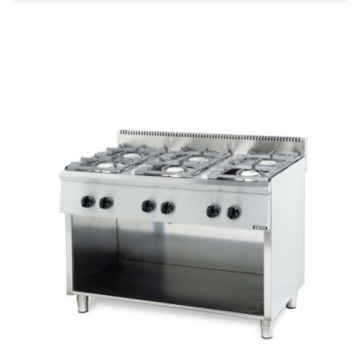 Εστία αερίου με 6 καυστήρες και μαντεμένια σχάρα VMX-206ST-M 120χ70χ85 εκ