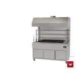 Επαγγελματική ανοξείδωτη επιδαπέδια ψησταριά κάρβουνου με σούβλες δύο ατέρμονες και χοάνη VKN-LGH6 160χ81χ200 εκ