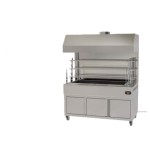 Επαγγελματική ανοξείδωτη επιδαπέδια ψησταριά κάρβουνου με σούβλες δύο ατέρμονες και χοάνη VKN-LGH6 160χ81χ200 εκ