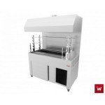 Επαγγελματική ανοξείδωτη επιδαπέδια ψησταριά κάρβουνου με σούβλες δύο ατέρμονες και χοάνη VKN-LGH6 160χ81χ200 εκ