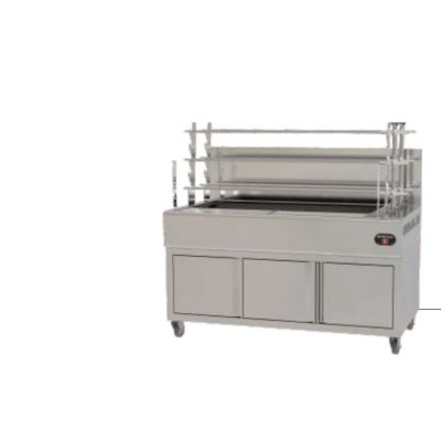 Επαγγελματική ανοξείδωτη επιδαπέδια ψησταριά κάρβουνου με σούβλες δύο ατέρμονες VKN-LG6 160χ81χ154 εκ