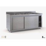 Επαγγελματική ανοξείδωτη λάντζα κλειστή 190χ70χ87 με 3 γούρνες 50χ50χ30 εκ ID-LANK190.3