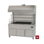 Επαγγελματική ανοξείδωτη επιδαπέδια ψησταριά κάρβουνου με σούβλες τρείς ατέρμονες και χοάνη VKN-LGH9 160χ110χ200 εκ