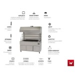 Επαγγελματική ανοξείδωτη επιτραπέζια ψησταριά κάρβουνου με σούβλες τρείς ατέρμονες και χοάνη VKN-TLGH9 160χ110χ150 εκ