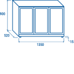 BACK BAR BBC 330S με τρείς συρόμενες πόρτες (ύψος 900mm)
