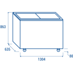 Οριζόντιος καταψύκτης CFG 408 με συρόμενα γυάλινα καπάκια 400lt