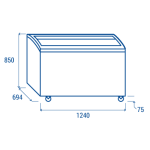 Οριζόντιος καταψύκτης CG 409A με συρόμενα γυάλινα καπάκια 400lt