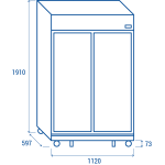 Βιτρίνα συντήρησης DC 1050C με πλήρη γυάλινη μπροστινή όψη και μετώπη 1050lt