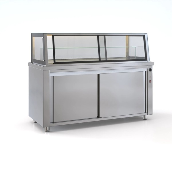 Επαγγελματική ανοξείδωτη βιτρίνα θερμαινόμενη με κυκλοφορία αέρα ID-PSH17370DIS 173x70x130 εκ ID-PSH17370DIS