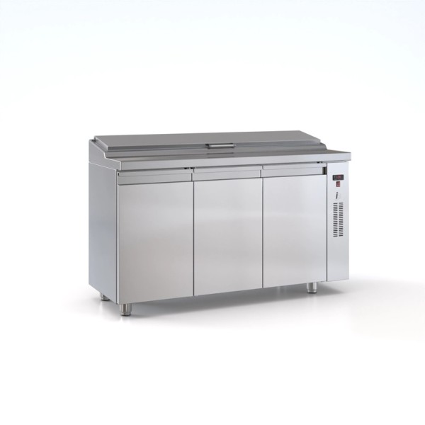 Ψυγείο saladette 3 πόρτες με καπάκι χωρίς μηχανή για 7 GN 1/4 150χ70χ126 εκ ID-PSM15070BAR.C