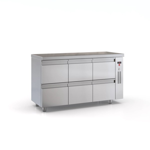 Επαγγελματικό ψυγείο πάγκος Συντήρηση ανοξείδωτο με 6 Συρτάρια 150χ60χ87 εκ Χωρίς Μηχανή ID-PSM15060/6SIR