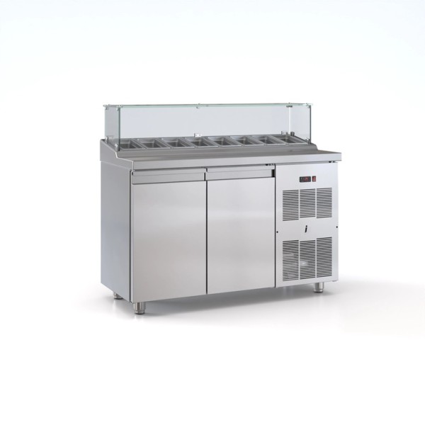 Ψυγείο saladette 2 πόρτες μηχανή δεξιά για 8 GN 1/4 130χ70χ126 εκ ID-PSM13070BAR