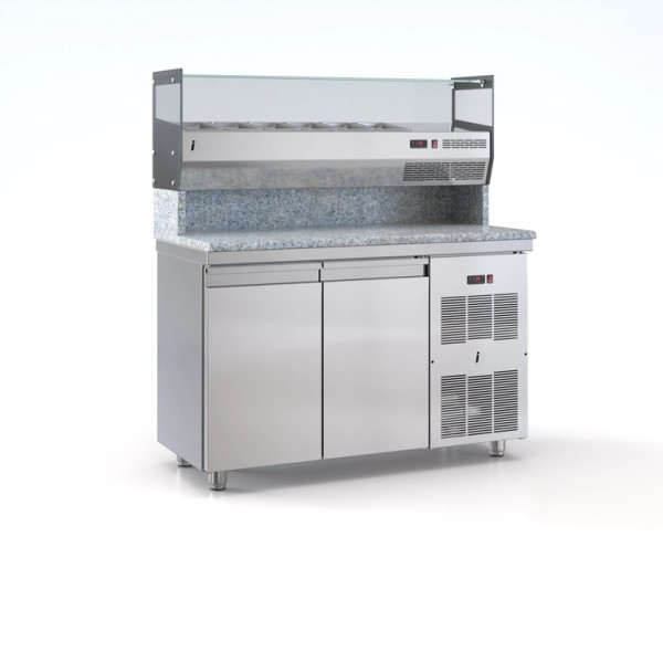 Επαγγελματικό ανοξείδωτο ψυγείο πίτσας με 2 πόρτες & σαλατων για 6 GN 135X75X140 εκ ID-PSM135PIZZA/2GN ENERGY CLASS A++