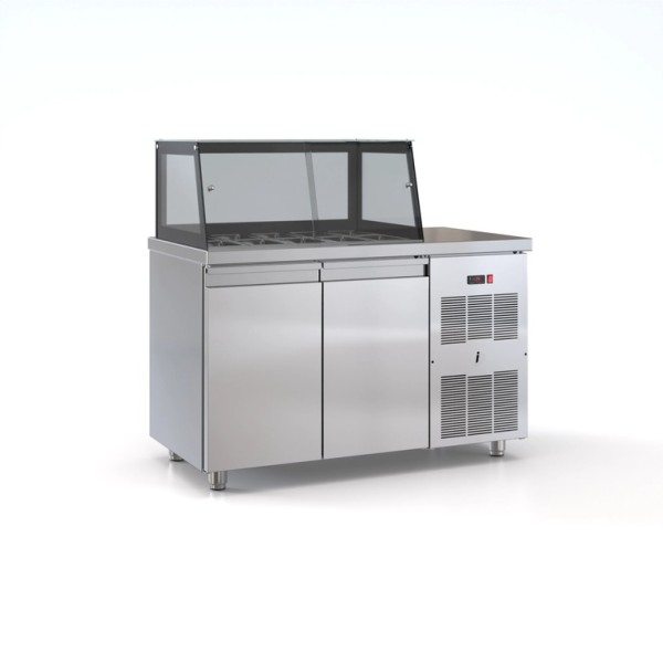 Ψυγείο σαλατών συντήρηση με 2 πόρτες & μηχανή δεξια  130χ70χ126 εκ ID-PSM13570 SALADS