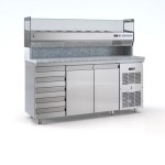 Επαγγελματικό ανοξείδωτο ψυγείο πίτσας με 2 πόρτες και 5 ουδέτερα συρτάρια 180X75X140 εκ ID-PSM180PIZZA5S/2GN ENERGY CLASS A++