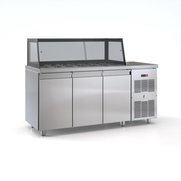 Ψυγείο σαλατών συντήρηση με 3 πόρτες & μηχανή δεξια 175χ70χ126 εκ ID-PSM17570SALAD