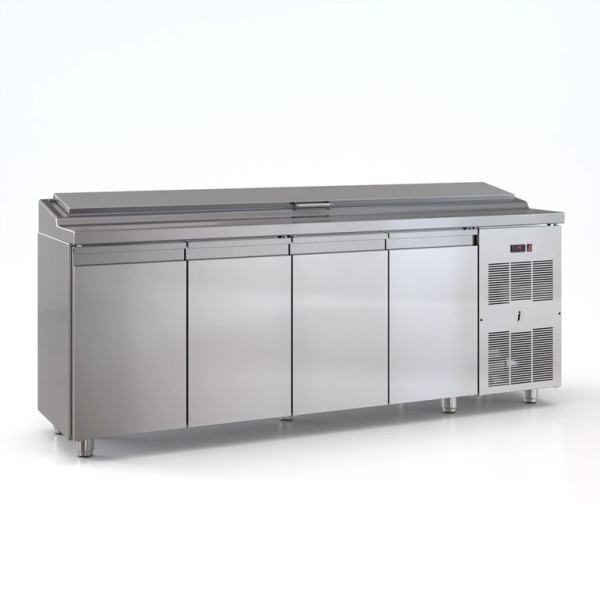 Ψυγείο saladette με 4 πόρτες μηχανή δεξιά για 12 GN 1/4 220χ70χ110 εκ και καπάκι ID-PSM22070BAR.C