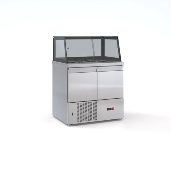 Ψυγείο σαλατών συντήρηση 2 πόρτες μηχανή κάτω 2 σειρές GN 90x70x126 εκ ID-PSM9070.DM