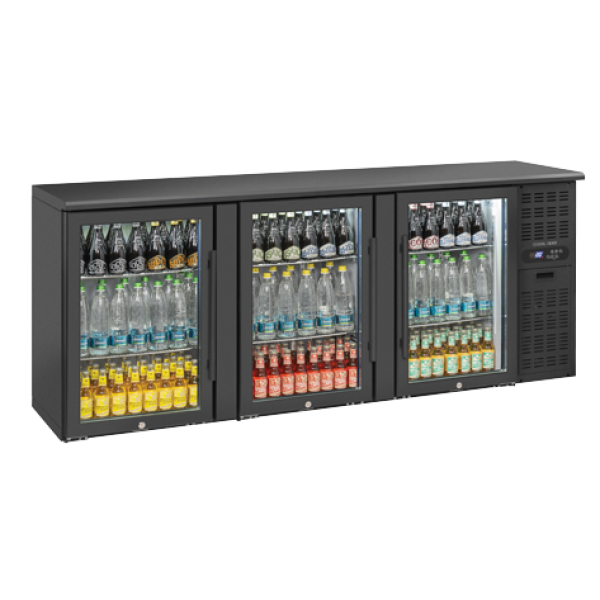 BACK BAR QBG 300 με τρεις γυάλινες ανοιγόμενες πόρτες