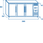 BACK BAR QBG 300 με τρεις γυάλινες ανοιγόμενες πόρτες