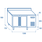 Πάγκος  κατάψυξηςμε κρυστάλλινες  QRG 2200 - GN 1/1