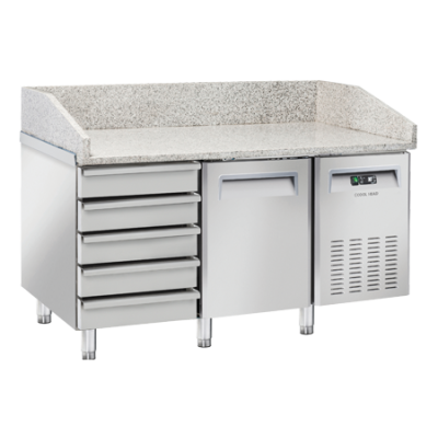 Πάγκος συντήρησης πίτσας QZ 16 για λαμαρίνες 600χ400 mm 150X80X104