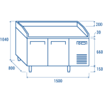 Πάγκος συντήρησης πίτσας QZ 20 για λαμαρίνες 600χ400 mm