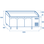 Πάγκος συντήρησης πίτσας QZ 30 για λαμαρίνες 600χ400 mm