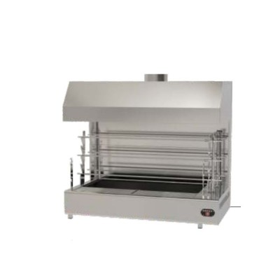 Επαγγελματική ανοξείδωτη επιτραπέζια ψησταριά κάρβουνου με σούβλες δύο ατέρμονες και χοάνη VKN-TLGH6 160χ81χ150 εκ