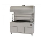 Επαγγελματική ανοξείδωτη επιδαπέδια ψησταριά κάρβουνου με σούβλες ένα ατέρμονα και χοάνη VKN-LGH3 160χ61χ200 εκ