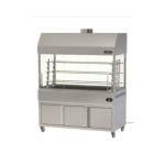 Επιδαπέδια ψησταριά κάρβουνου με σούβλες τρείς ατέρμονες και χοάνη και τεσσερις πλευρές τζάμια VKN-LGHGD9 180χ110χ200 εκ