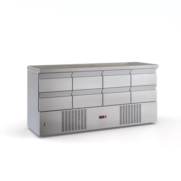 Ψυγείο πάγκος συντήρηση με 8 Συρτάρια μοτέρ κάτω 180X70X87.εκ ID-PSM 18070DM/8SIR