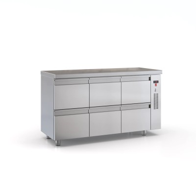 Επαγγελματικό ψυγείο πάγκος κατάψυξη ανοξείδωτο με 6 Συρτάρια 150χ60χ87 εκ Χωρίς Μηχανή ID-PSKM15060/6SIR