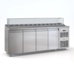 Ψυγείο saladette 4 πόρτες μηχανή δεξιά για 12 GN 1/4 220χ70χ126 εκ ΙD-PSM22070BAR