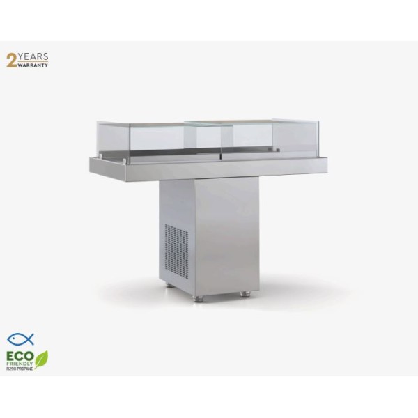 Ψυγείο Βιτρίνα Ψαριέρα επιδαπέδια με επάλληλα κρύσταλλα  120χ92χ120 εκ ID-PSAR120PL