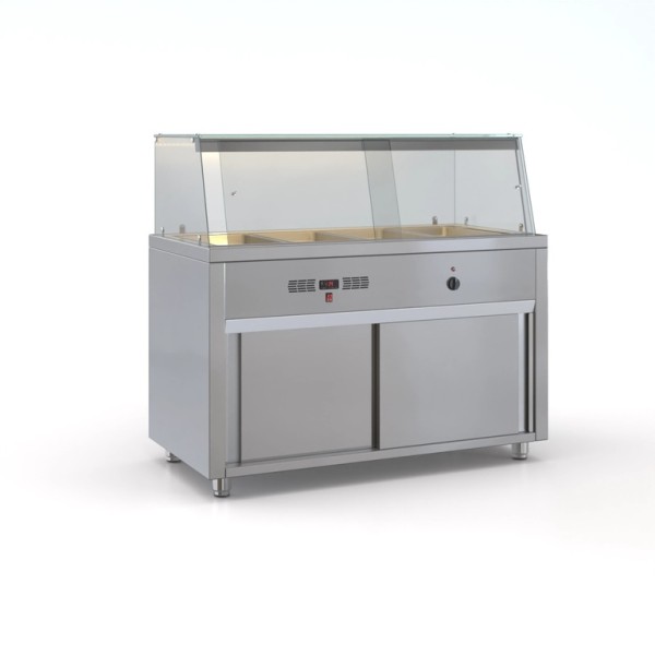 Επαγγελματική ανοξείδωτη βιτρίνα Μπέν Μαρί επιδαπέδια ID-MEB.140/4GN 140X70X130 εκ