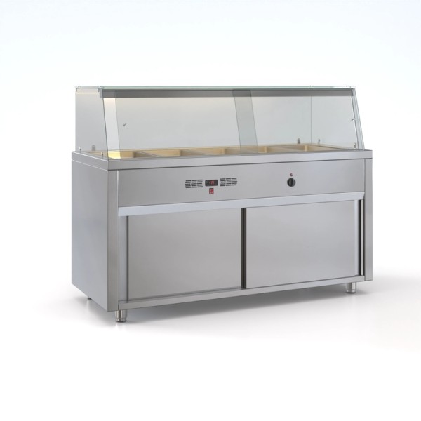 Επαγγελματική ανοξείδωτη βιτρίνα Μπέν Μαρί επιδαπέδια ID-MEB.173/5GN 173X70X130 εκ