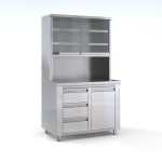 Επαγγελματικό ανοξείδωτο ερμάριο με ποτηριέρα, συρτάρια και αμπάρι 110X70X195 εκ ID-COUVERT110