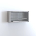 Ανοξείδωτη ποτηριέρα με συρόμενα κρύσταλλα και 2 ράφια 220X32X70 εκ ID-POT220