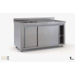 Επαγγελματική λάντζα ανοξείδωτη κλειστή 90χ70χ87 με 1 γούρνα δεξιά 50χ50χ30 εκ ID-LANK90.1