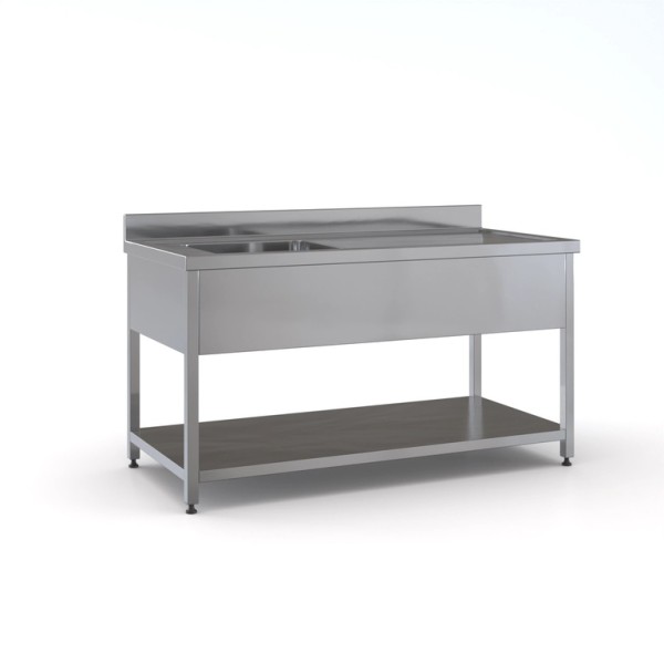 Επαγγελματική ανοξείδωτη λάντζα ανοιχτή 160χ70χ87 εκ με 1 γούρνα 50χ50χ30 ID-LANA160.1