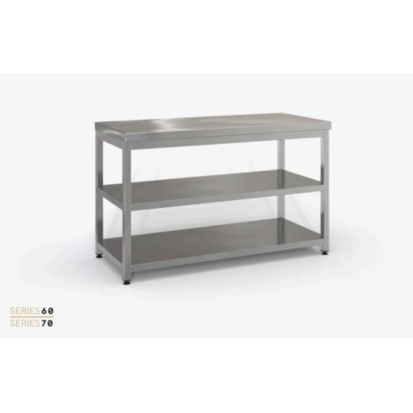 Επαγγελματικό ανοξείδωτο τραπέζι - πάγκος εργασίας 90χ70χ87 με ράφι εκ ID-TR9070.S