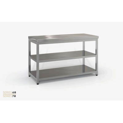 Επαγγελματικό ανοξείδωτο τραπέζι - πάγκος εργασίας με ράφι 120χ70χ87 εκ ID-TR12070.S