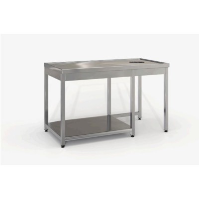 Επαγγελματικό ανοξείδωτο τραπέζι ακαθάρτων σκαφωτό με τρύπα 240X70X87 εκ ID-TR.A240