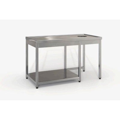 Επαγγελματικό ανοξείδωτο τραπέζι ακαθάρτων σκαφωτό με τρύπα 140X70X87 εκ ID-TR.A140